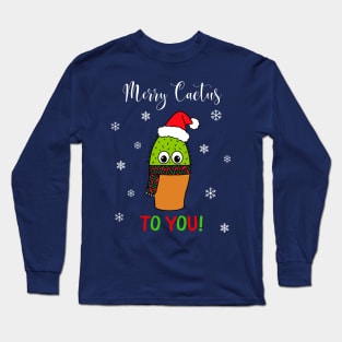 Merry Cactus To You - Cute Cactus With Christmas Scarf Long Sleeve T-Shirt